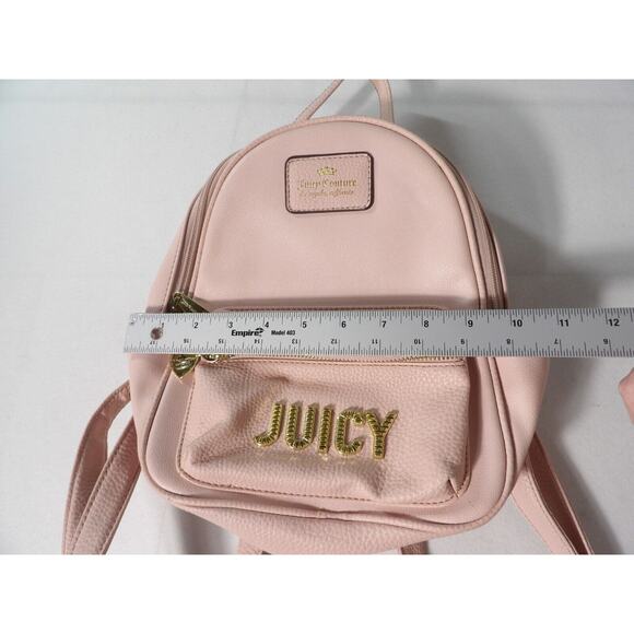 Juicy Couture Mini Backpack Blush Purse Pink Y2K Faux Leather Gold - Picture 7 of 12